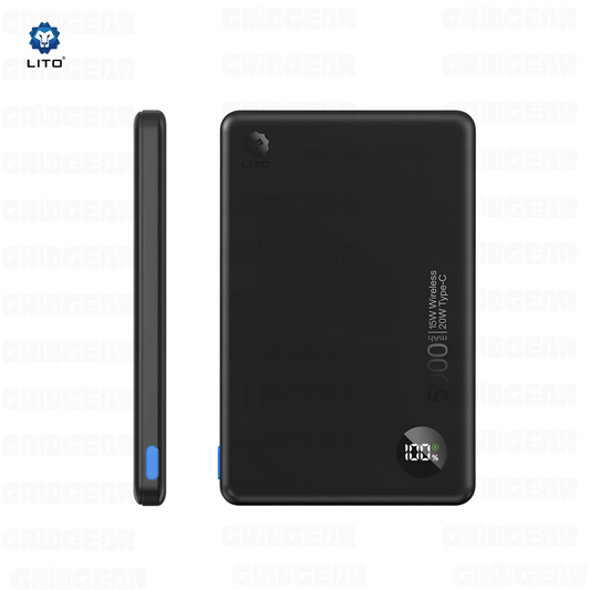 LITO LP08 Ultra-Slim Magnetic Wireless Power Bank 5000mAh - Black