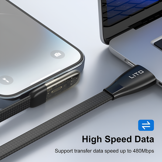 Lito LD11 90° Elbow Flat Braided 60W USB Charging Cable