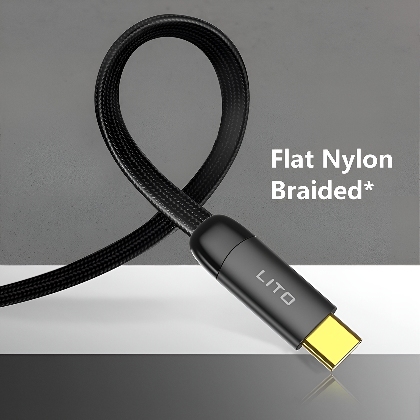 Lito LD11 90° Elbow Flat Braided 60W USB Charging Cable