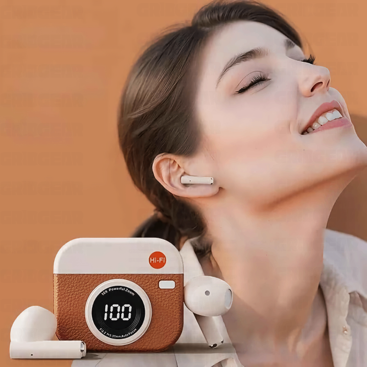 Fitgear FIT F1 Wireless Bluetooth Earbuds with Retro Charging Case & Hi-Fi Sound