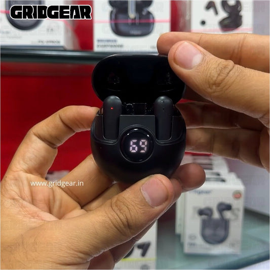 Fitgear FG-P86 True Wireless Earbuds, Pebble Design with Digital Battery Display