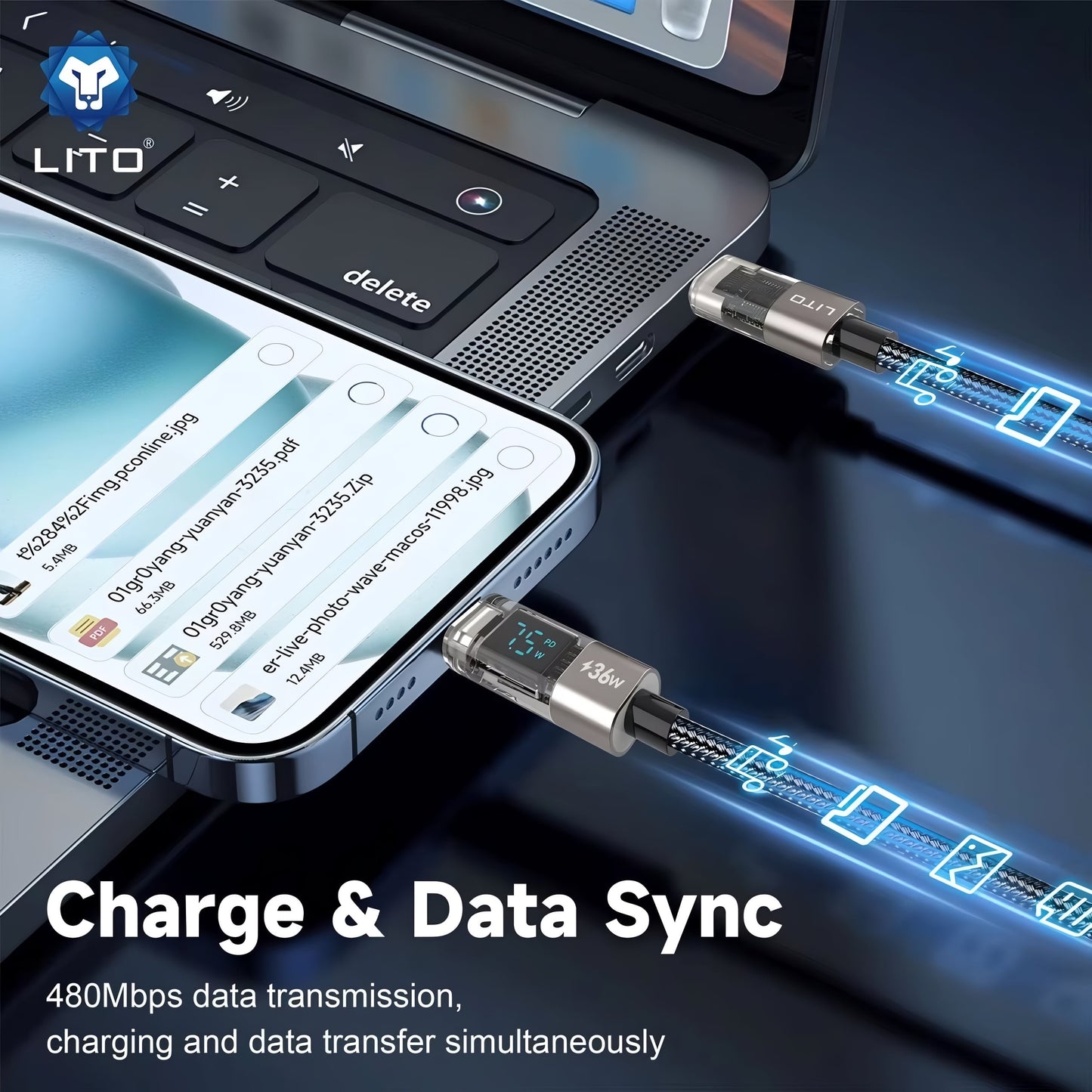 LITO LD09 Fast Charge Cable with LED Display – 100W USB-C