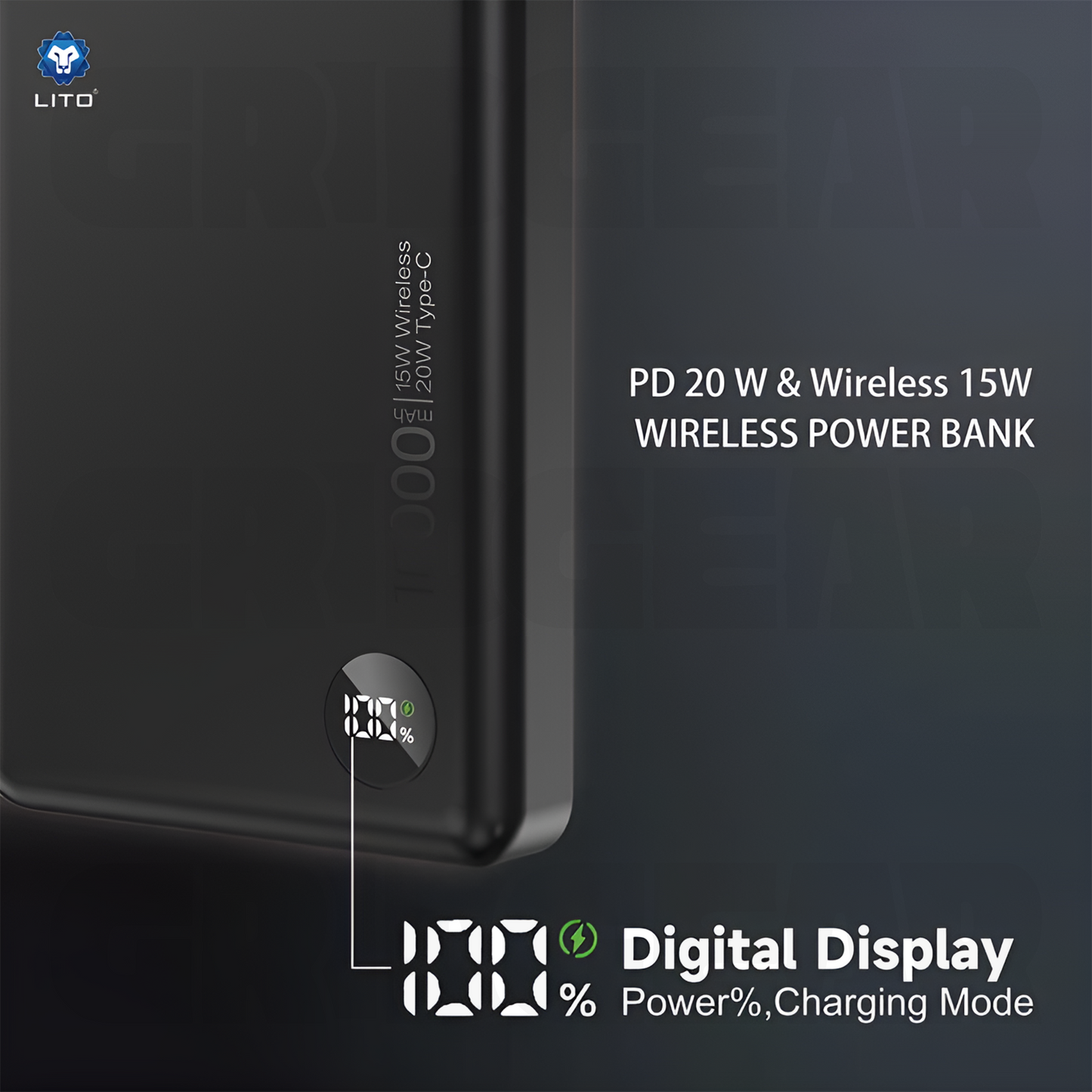 LITO LP08 High-Capacity Magnetic Wireless Power Bank 10000mAh