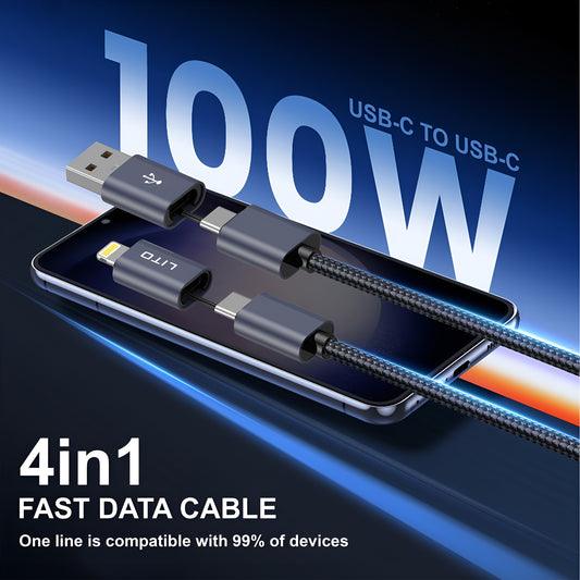 LITO LD21 100W 4-in-1 Fast Charging Magnetic Data Cable
