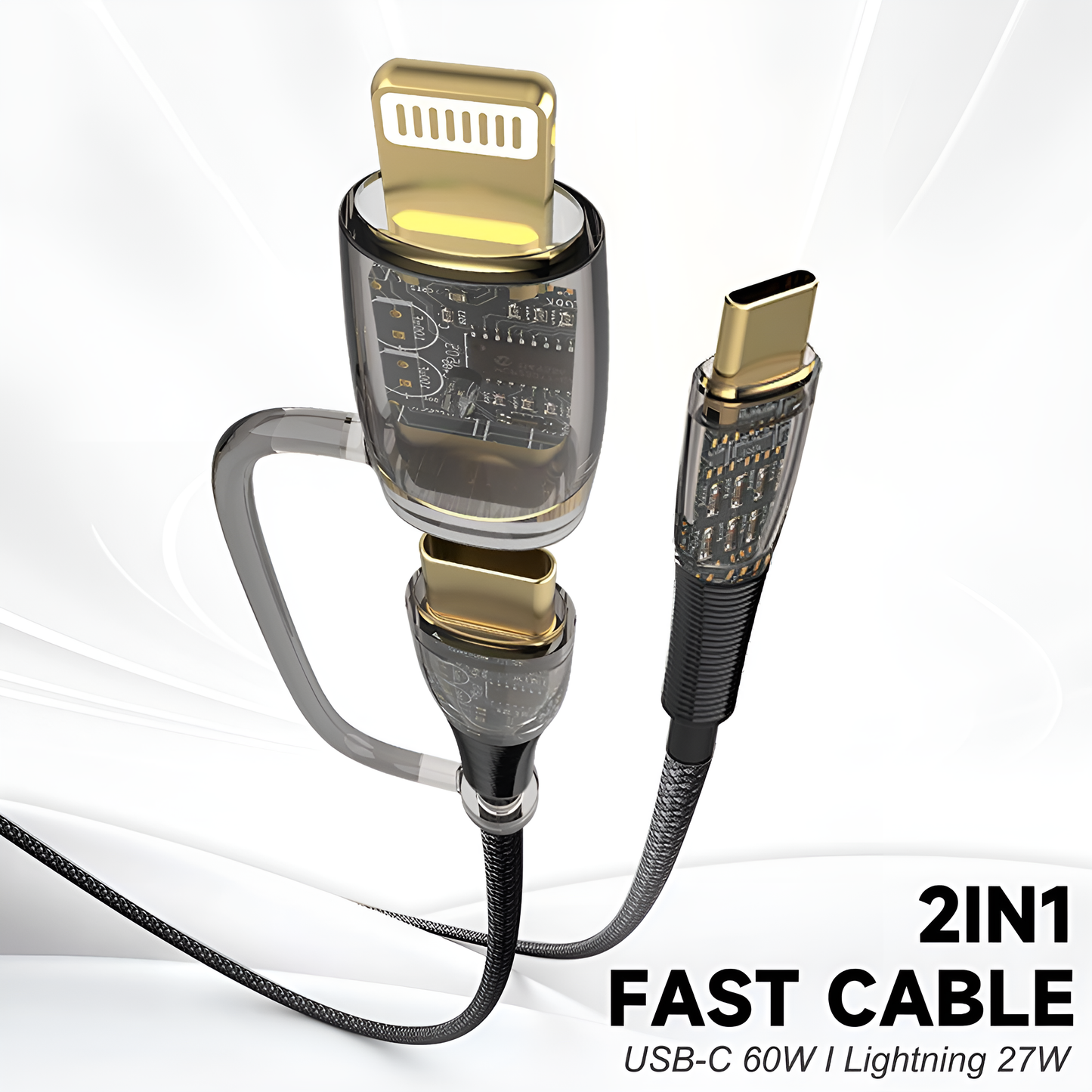 LITO LD12 2-in-1 Crystal Fast Charge Cable