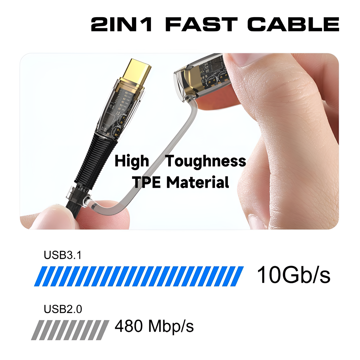 LITO LD12 2-in-1 Crystal Fast Charge Cable