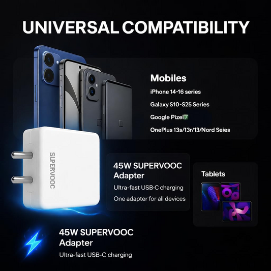 45W SuperDart Fast Charger with 1M Type-C Cable | SuperVOOC Flash Charging Adapter Combo