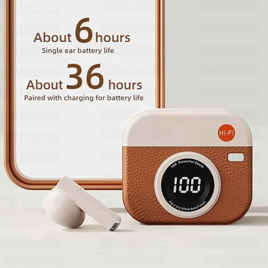 Fitgear FIT F1 Wireless Bluetooth Earbuds with Retro Charging Case & Hi-Fi Sound