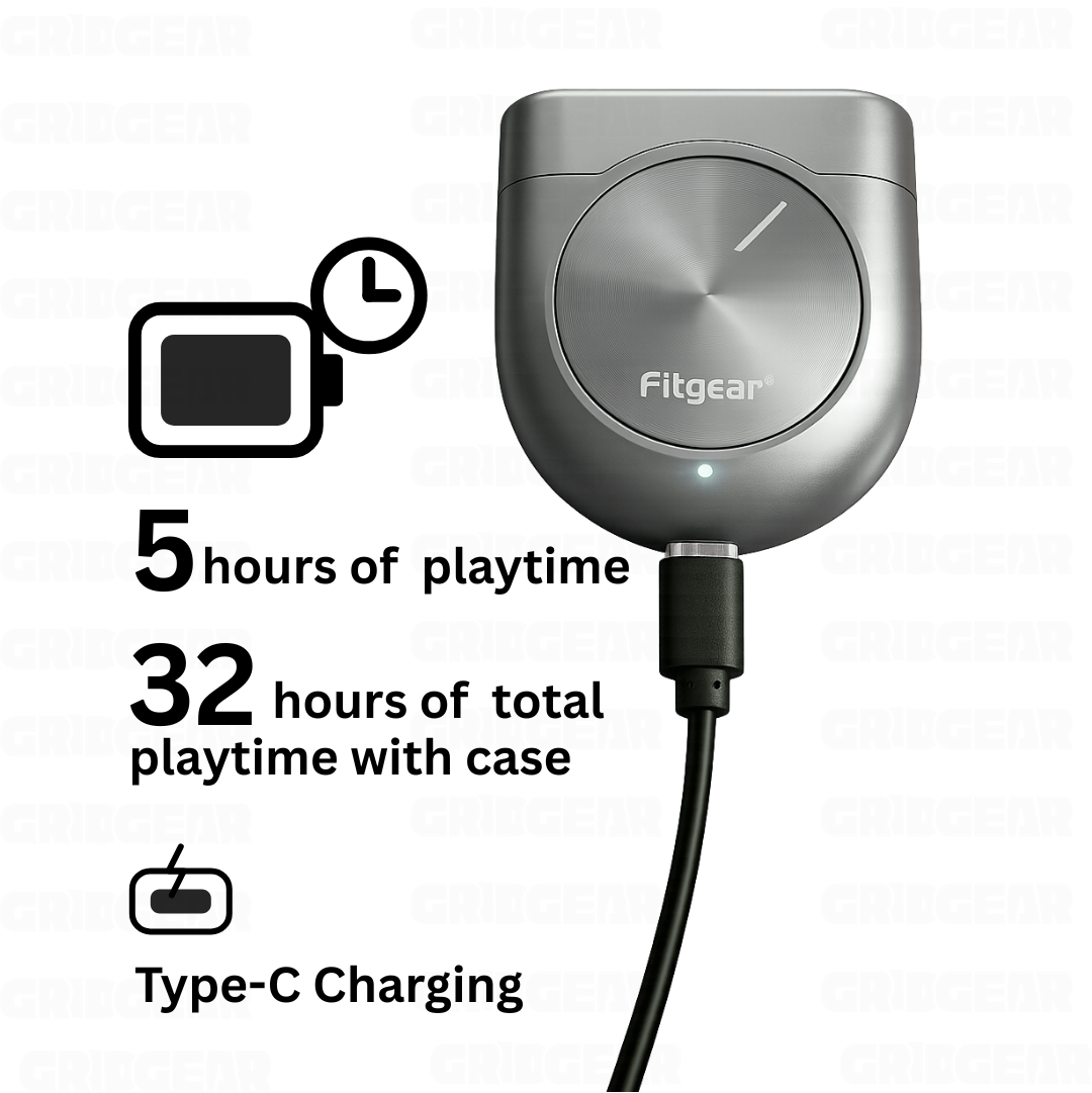 Fitgear electronic device with charging cable on a white background