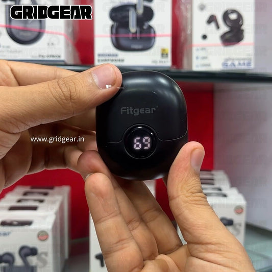 Fitgear FG-P86 True Wireless Earbuds, Pebble Design with Digital Battery Display