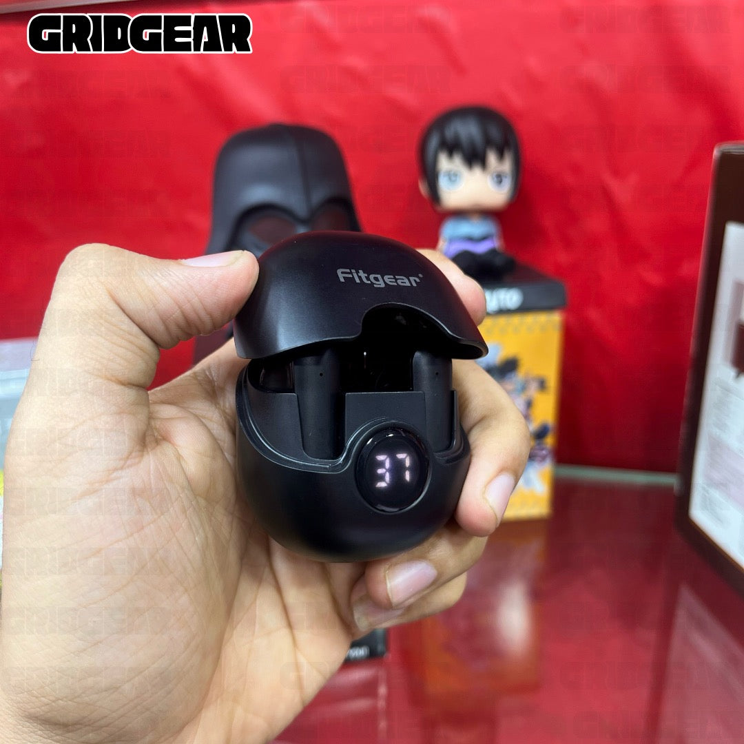 Fitgear FG-P86 True Wireless Earbuds, Pebble Design with Digital Battery Display